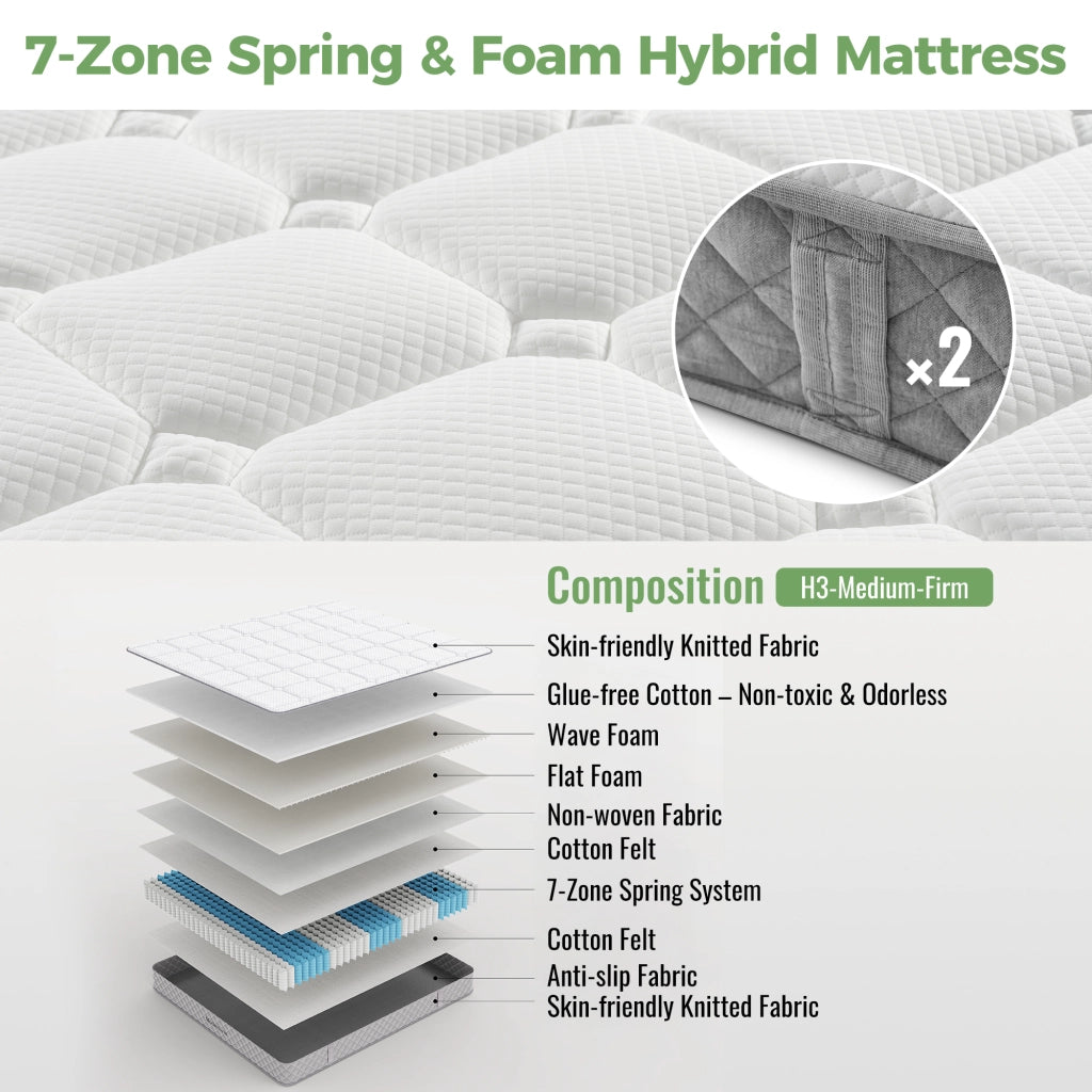Letto matrimoniale 140 × 200 cm con rete a doghe e materasso a molle insacchettate 7 zone in velluto verde scuro