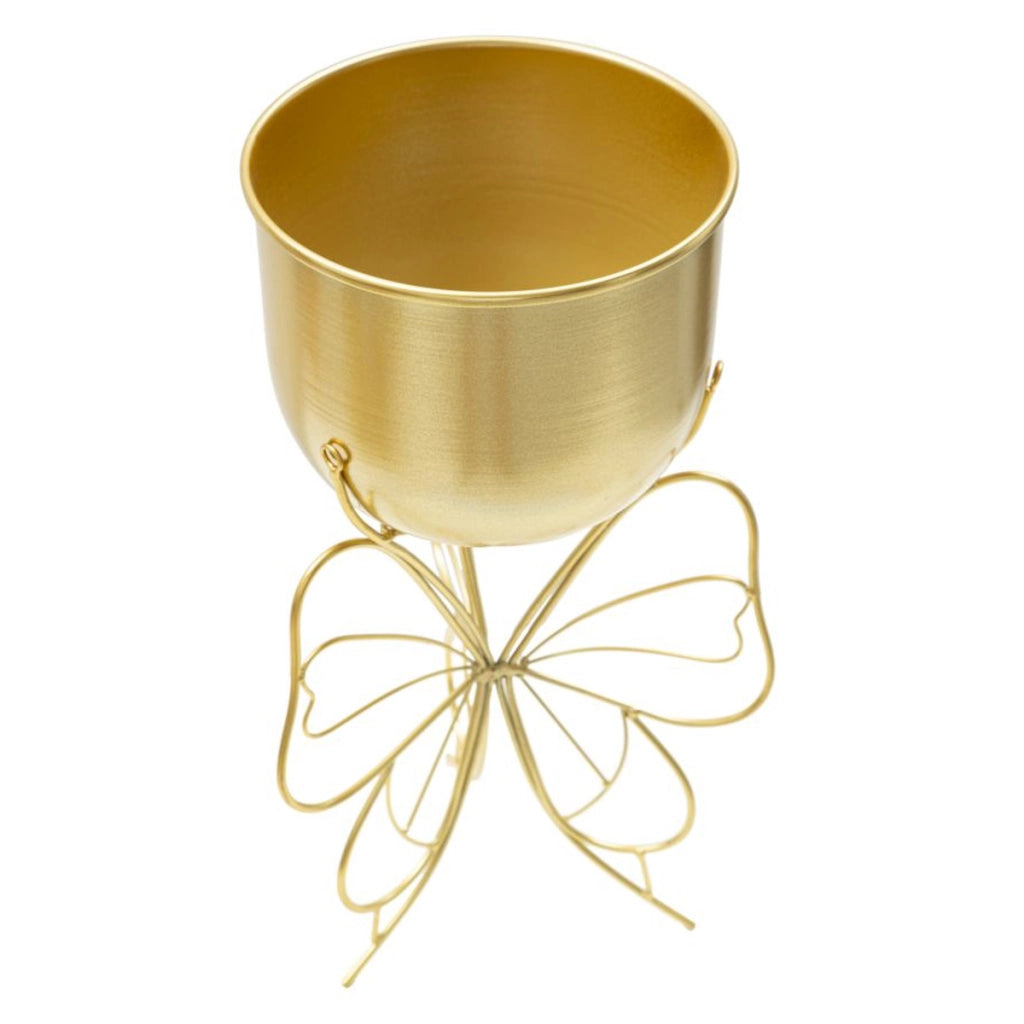 Vaso per Piante Farfalla 5, Oro, Metallo, 22x22x40 cm