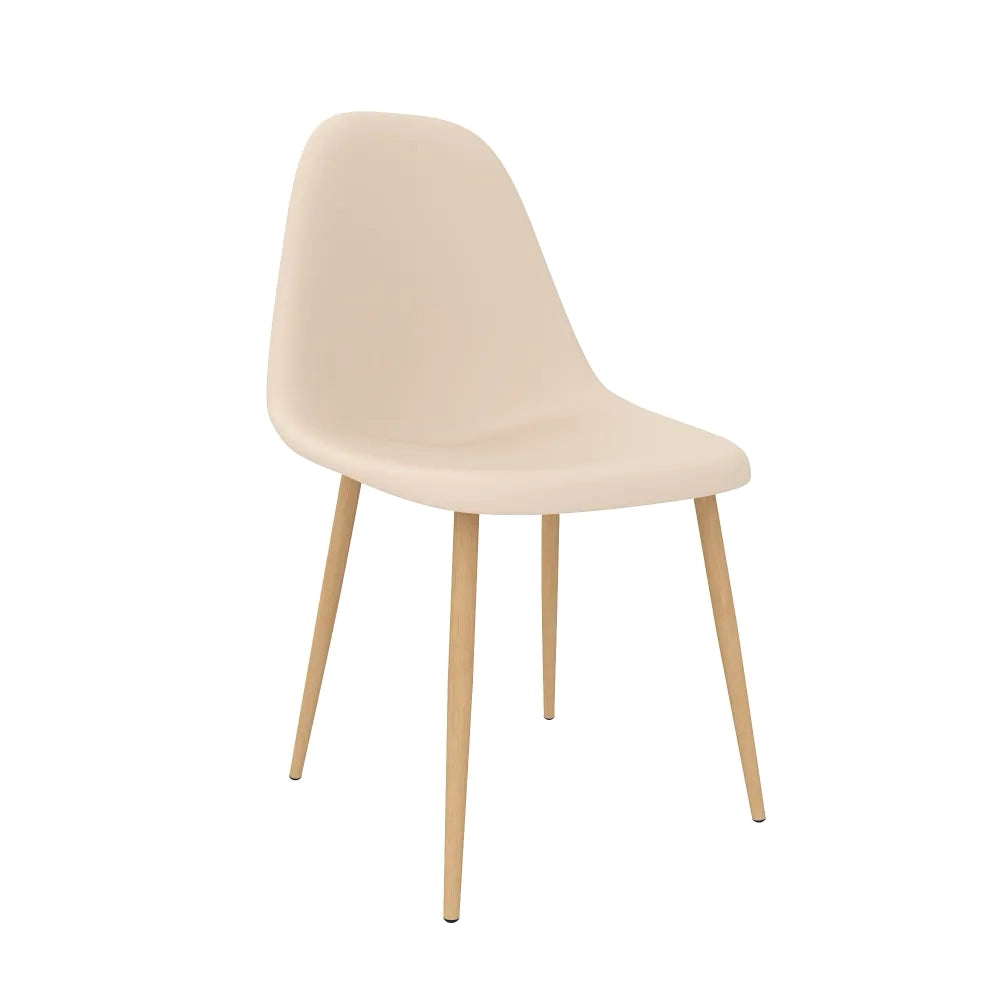 Set 4 sedie seduta in polipropilene beige e gambe effetto legno | Eva