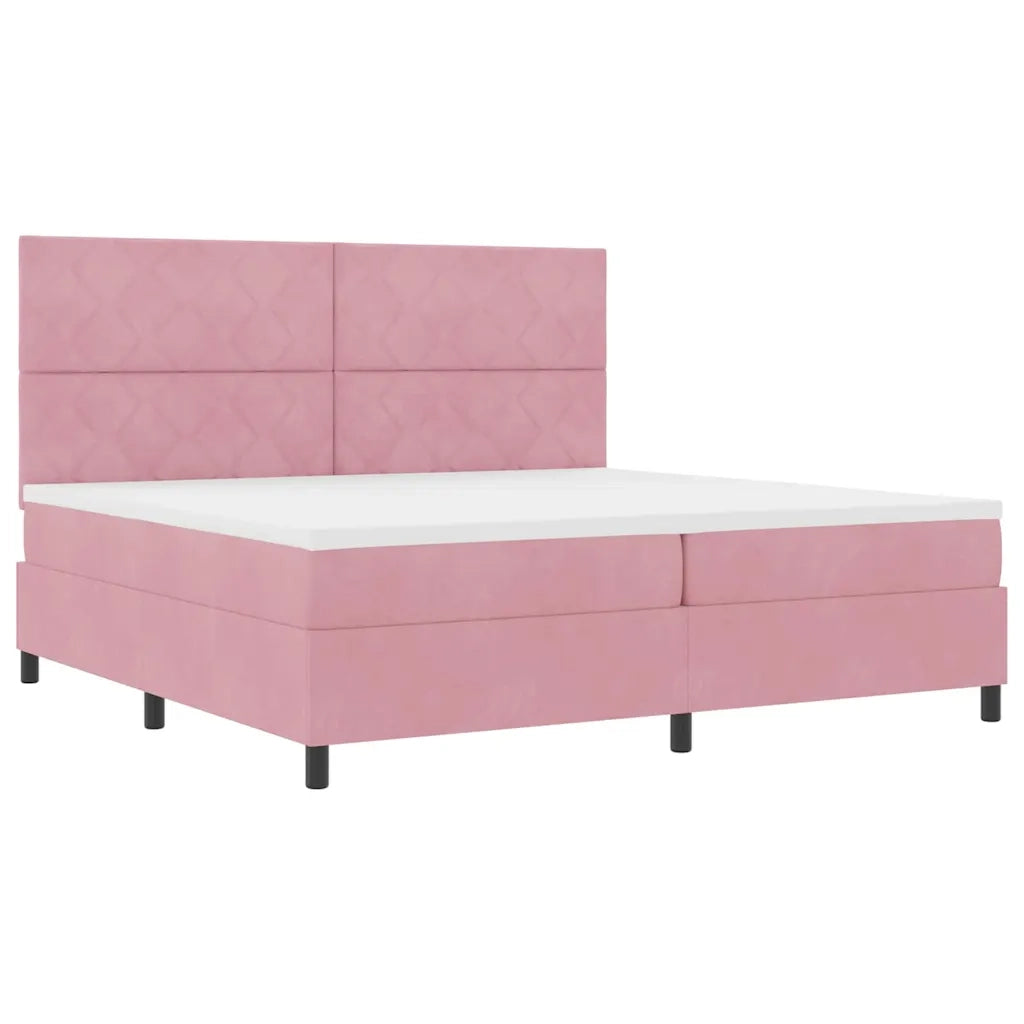 Letto a Sorgente LED con materasso Rosa 200 x 200 cm Tessuto