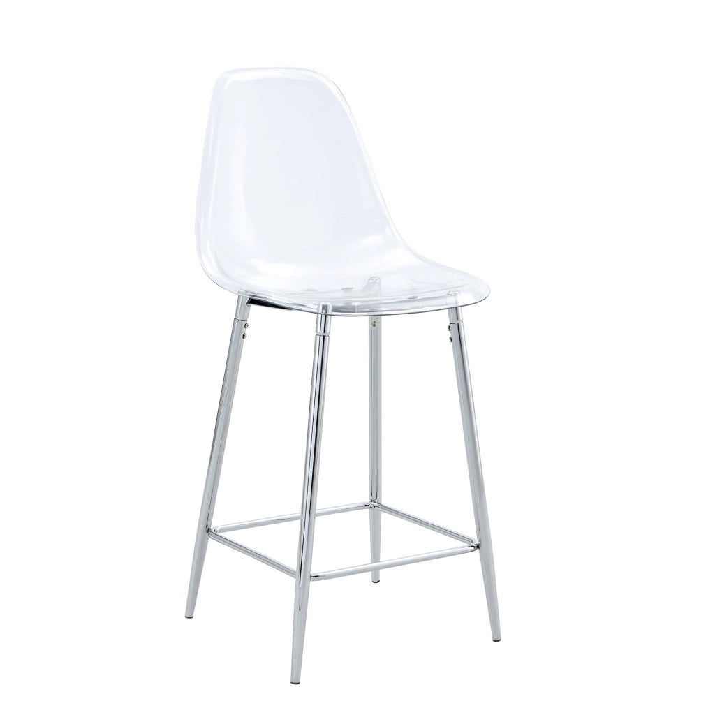 SGABELLO da bar moderno 68,5x48x47 cm plastica trasparente e metallo argento