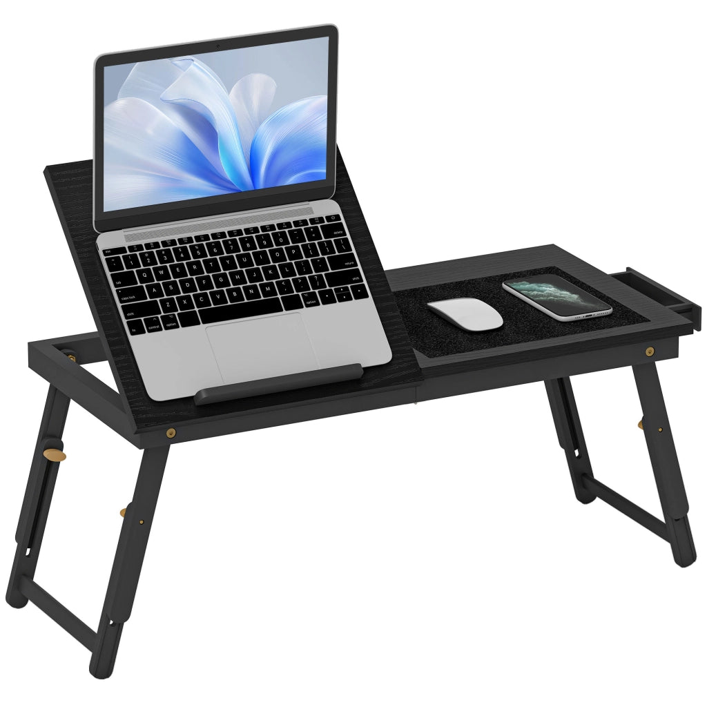 Tavolino da letto pieghevole regolabile in bamb¨´ per laptop con piano inclinabile ¨C Xylo ¨C 83,5x33x34cm nero