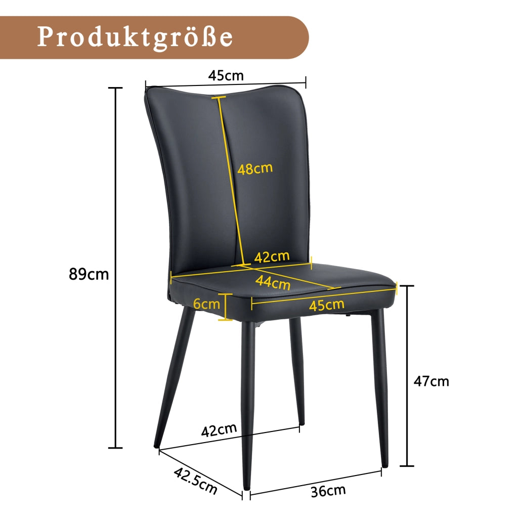SEDIA da pranzo nera in PU e metallo Set da 2 pezzi
