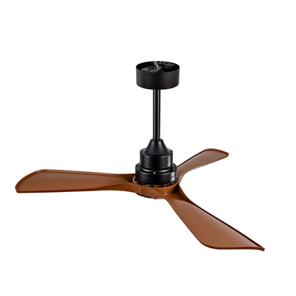 Ventilatore da soffitto con luce LED e motore DC reversibile nero e noce scuro HAVRYA