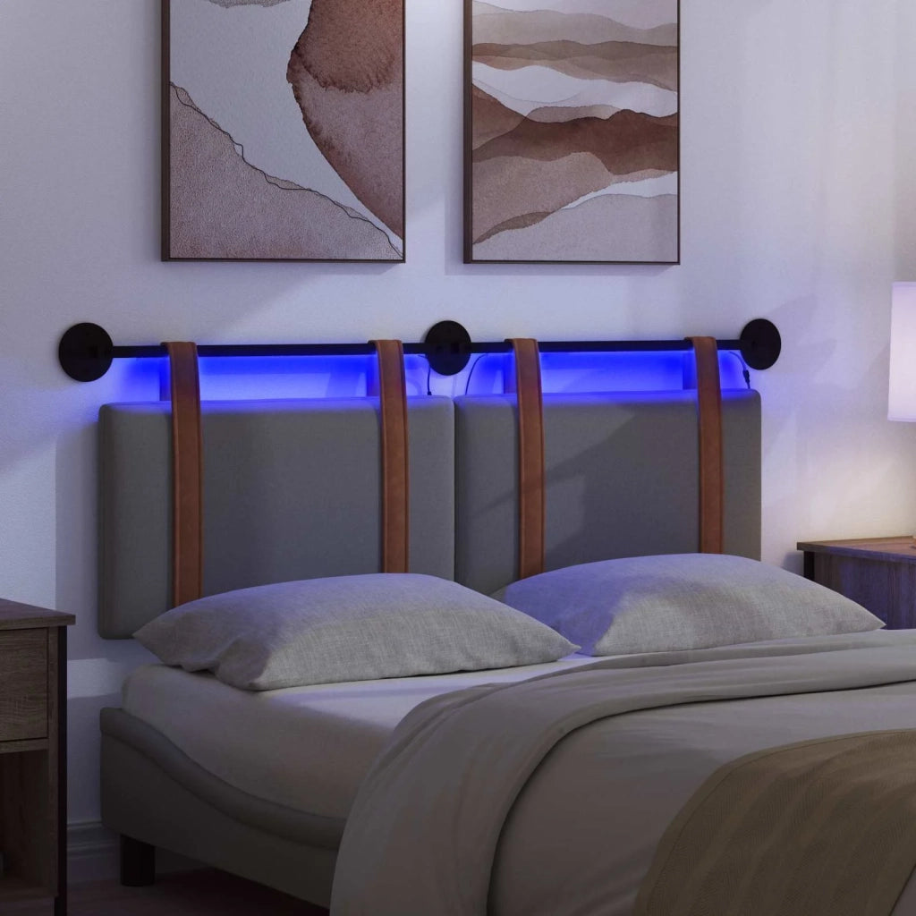 Testiera | Testata sospesa Con luce LED Grigio Scuro PU Antico