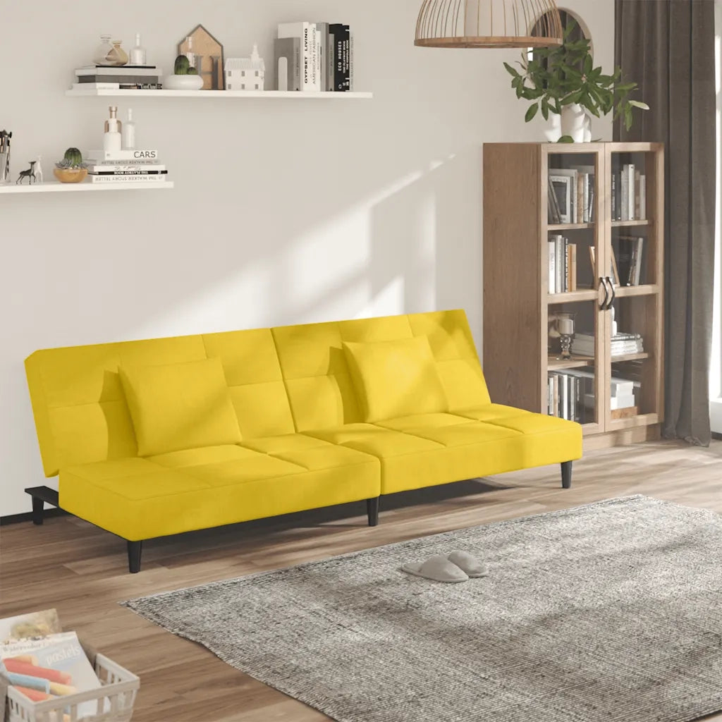 Divano letto | Sof¨¤ letto | Letto singolo a 2 Posti con 2 Cuscini Giallo in Velluto