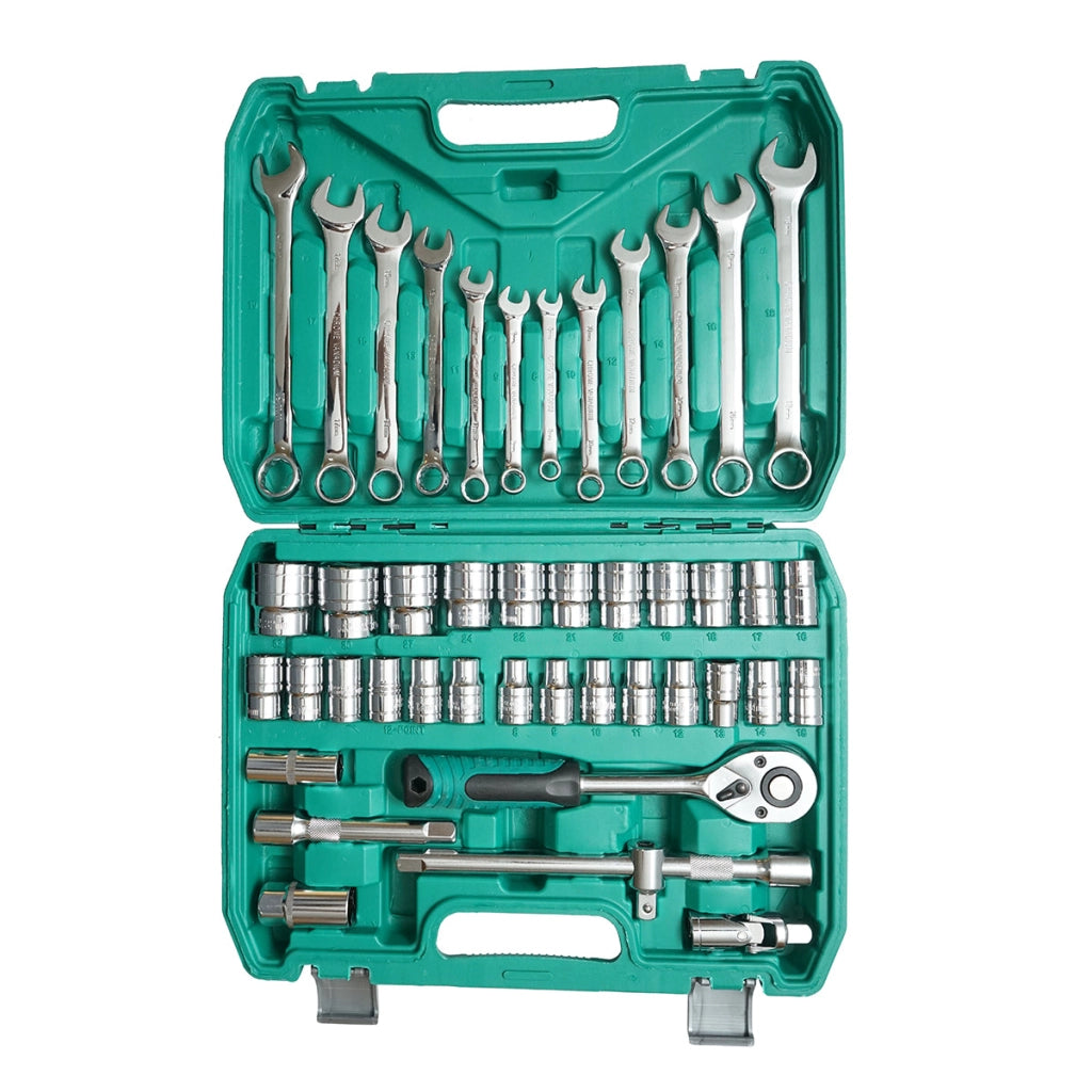 Set di chiavi a bussola combinate da 8-32 mm e set di chiavi fisse da 8-19 mm, 1/2 cricchetto trainer 44 pezzi Breckner Germany
