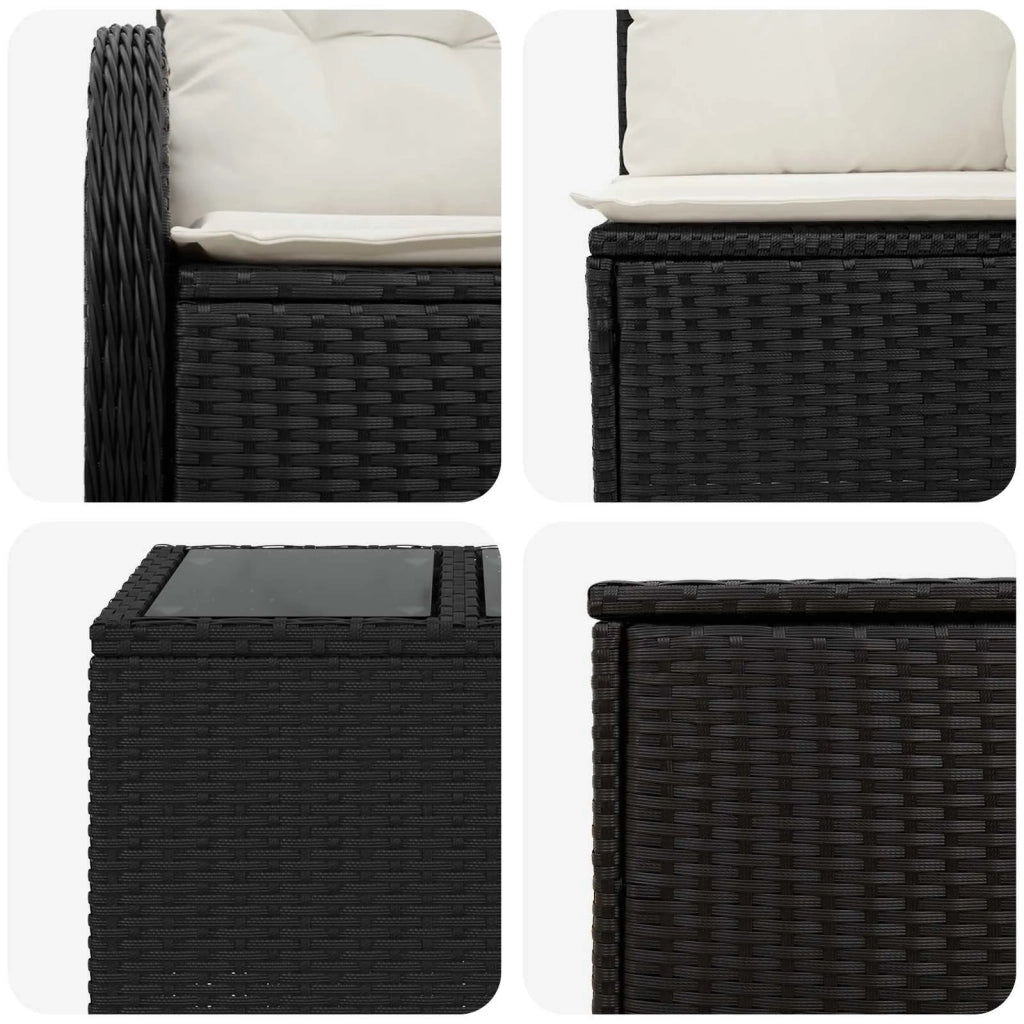 Set di divani 8 pz Nero e Bianco Crema 3448045