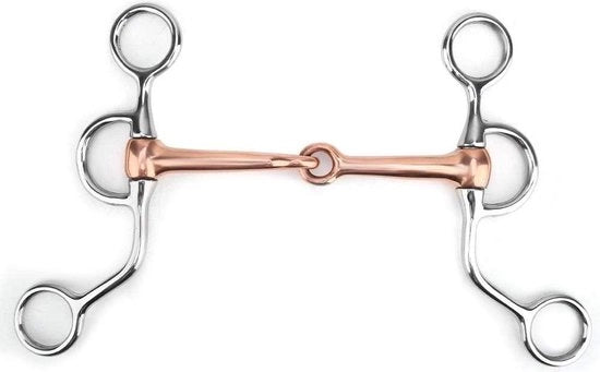 Attrezio di addestramento per cavalli con morso in acciaio inossidabile - Anello di collegamento francese con anello libero - Scheider in rame - Accessori da corsa.
