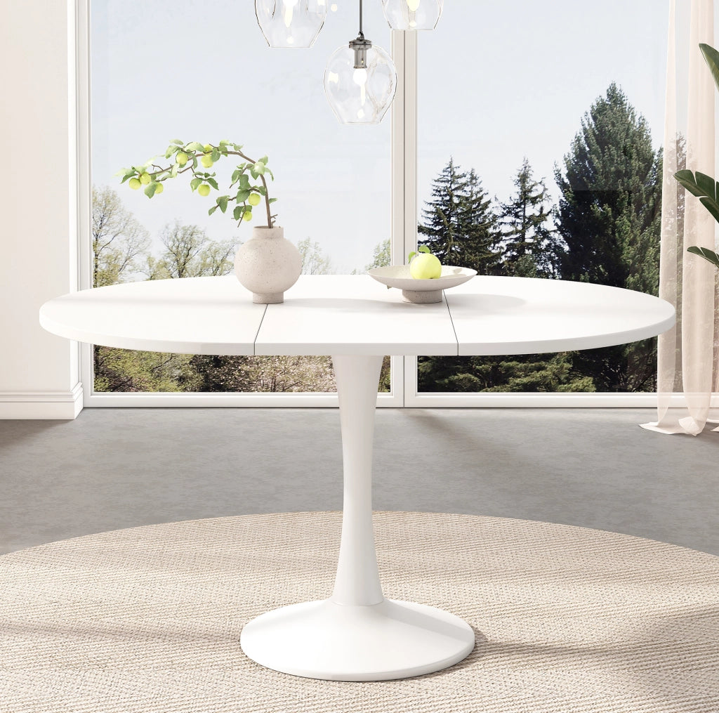 Tavolo da pranzo ovale allungabile 100/140x100x75 cm in MDF bianco