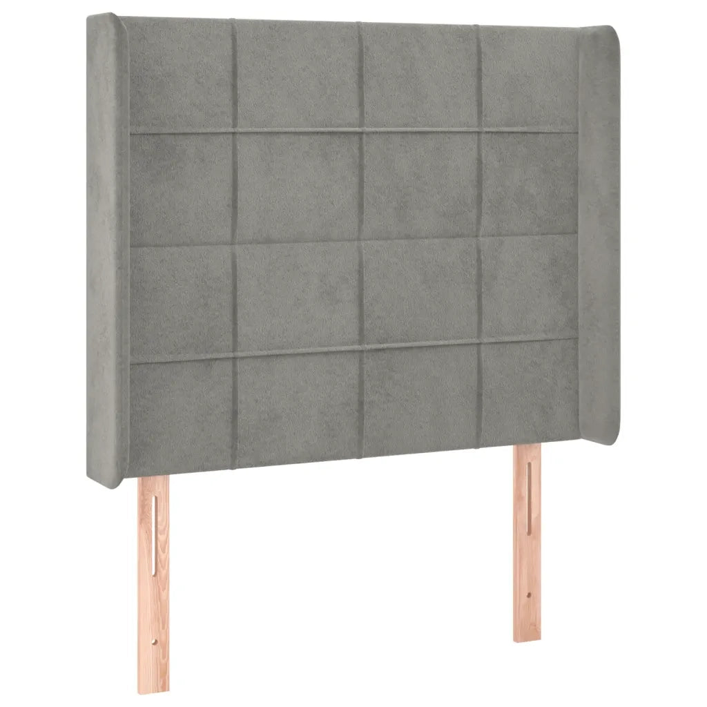 Testiera | Testata ad Orecchio Grigio Chiaro 83x16x118/128 cm in Velluto