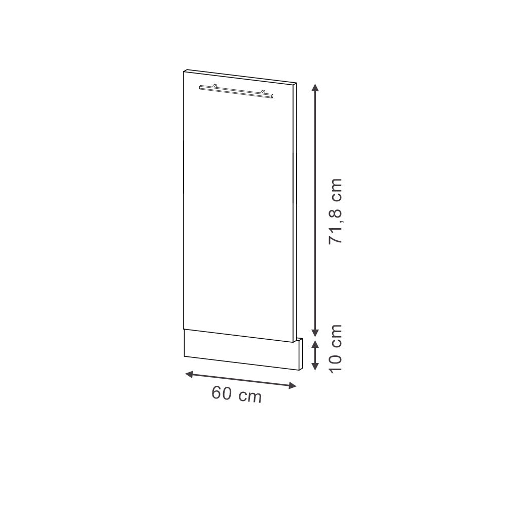 Pannello frontale della lavastoviglie Fame-Line Bianco lucido/Antracite 60 cm senza piano di lavoro Vicco
