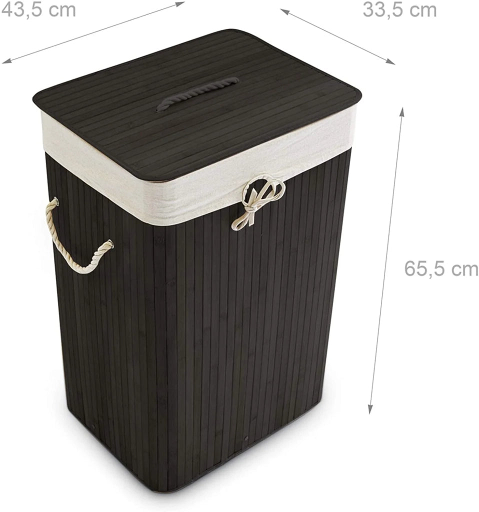 Cesto portabiancheria rettangolare con sacco in cotone 65,5 cm bambù nero 13_0001905_5