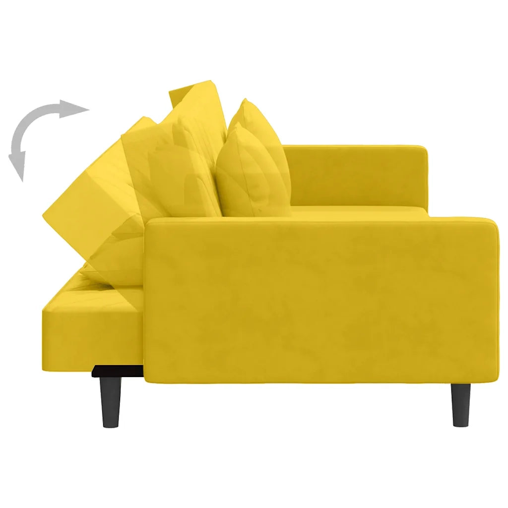 Divano letto | Sof¨¤ letto | Letto singolo a 2 Posti con 2 Cuscini Giallo in Velluto