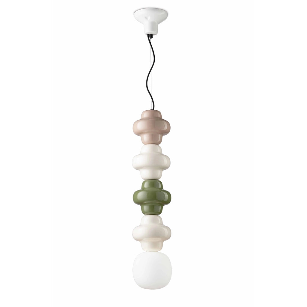 Sospensione Vintage Decò Copacabana 4 Moduli Ceramica Multicolor G-B-V E27