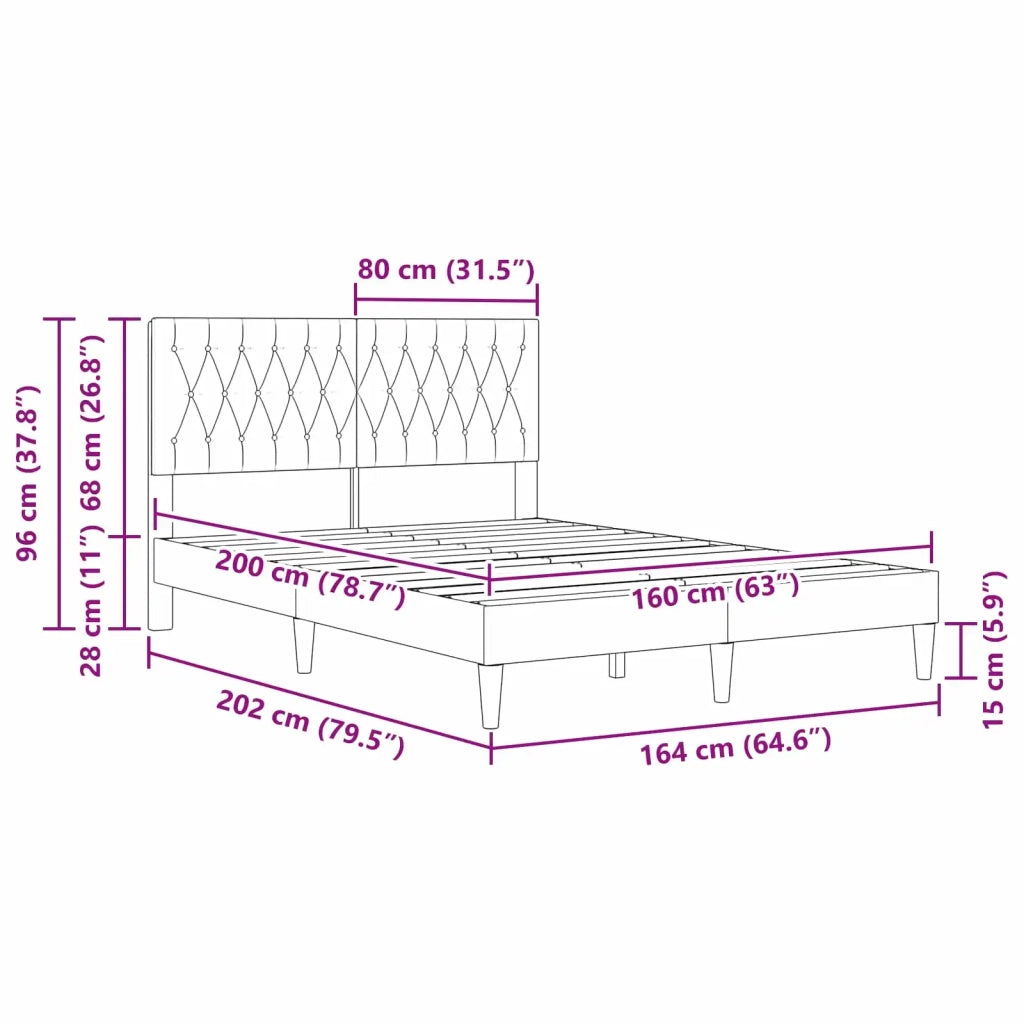 Struttura del letto-Giroletto Grigio Chiaro 160 x 200 cm Velluto 689646