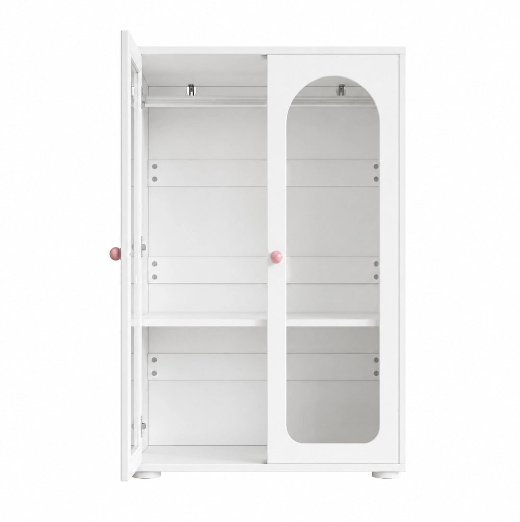 Armadio per bambini 80×50×120 cm in MDF bianco con ante in acrilico