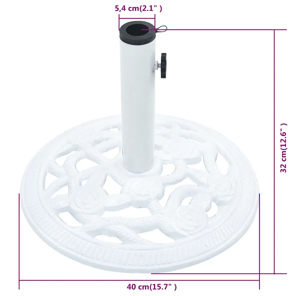 Base Ombrellone-Supporto per ombrellone Bianca 9 kg 40 cm in Ghisa