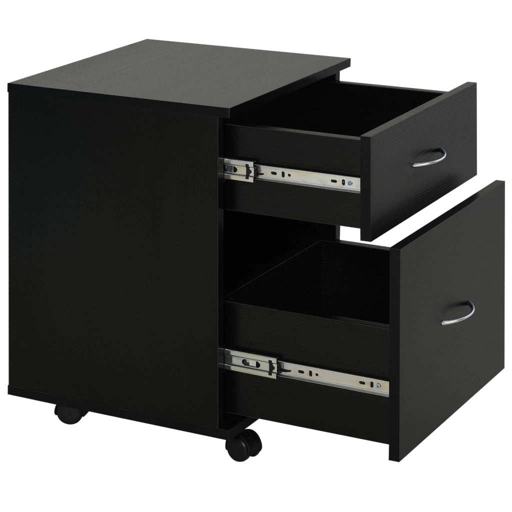 Cassettiera con Ruote ¨C Minimal ¨C Legno Nero, 2 Cassetti