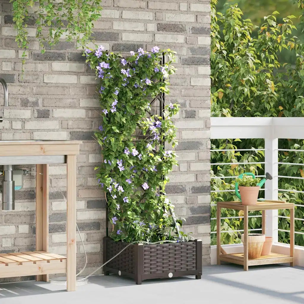 Fioriere | Cassetta per fiori | Vaso da giardino Marrone 40 x 40 x 126 cm Plastica