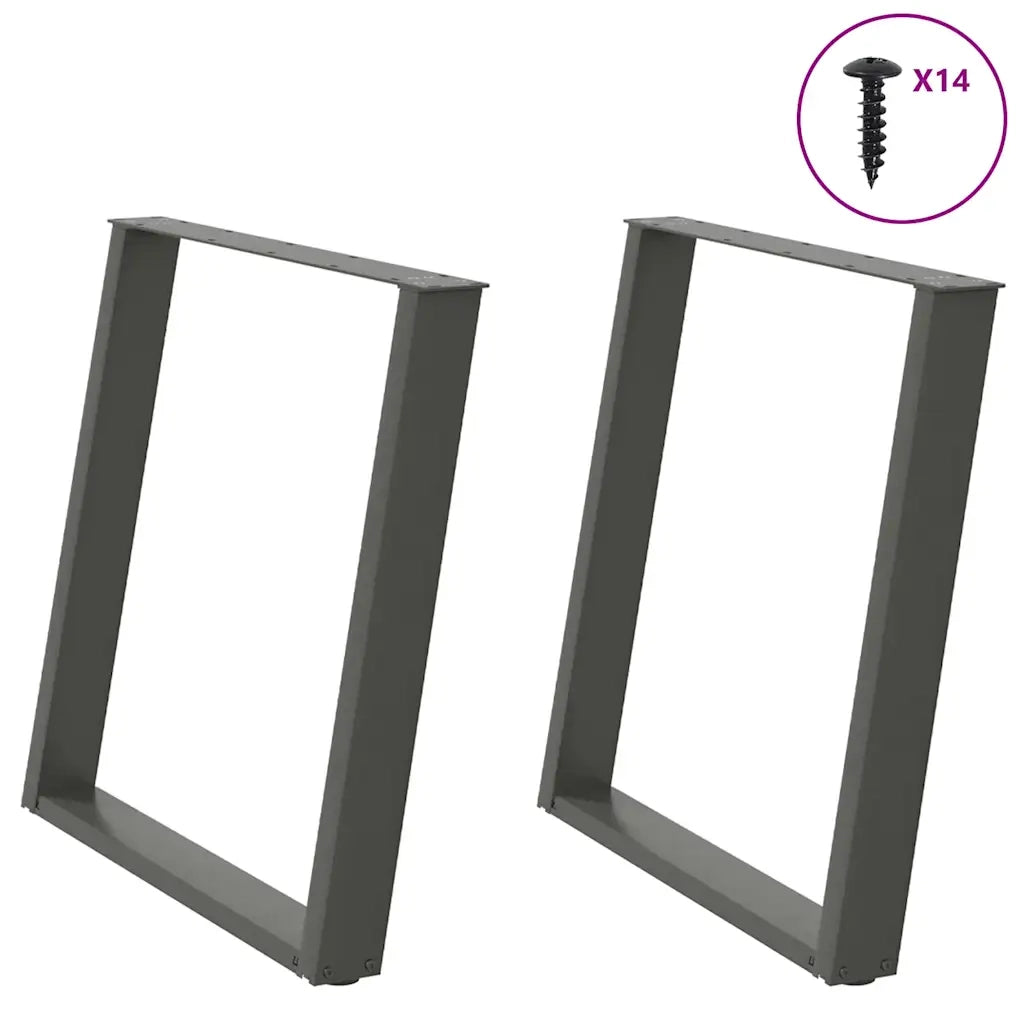 Gambe per tavolo da pranzo forma U 2 pz Antracite 80x(72-73) cm 4012798