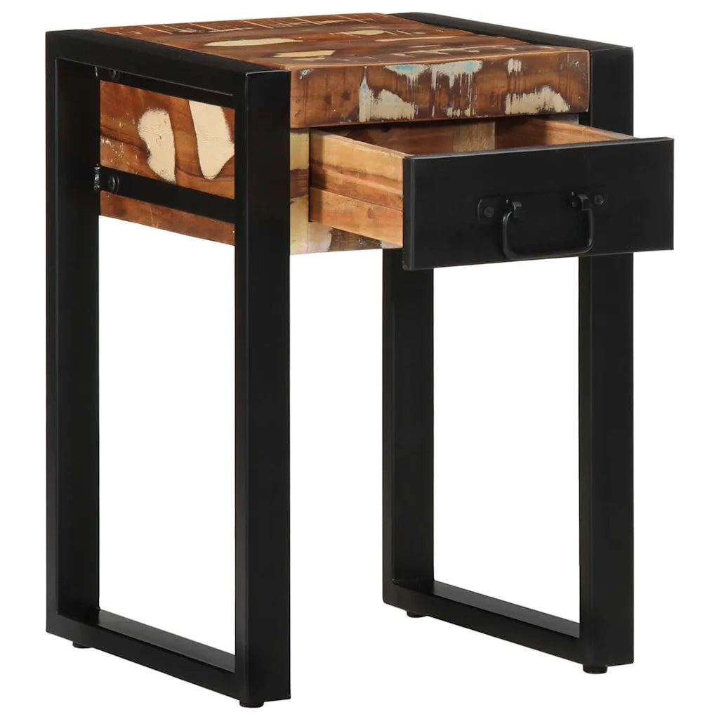 Tavolino | Tavolo laterale Multicolore 35x35x50 cm in Legno Massello Recupero