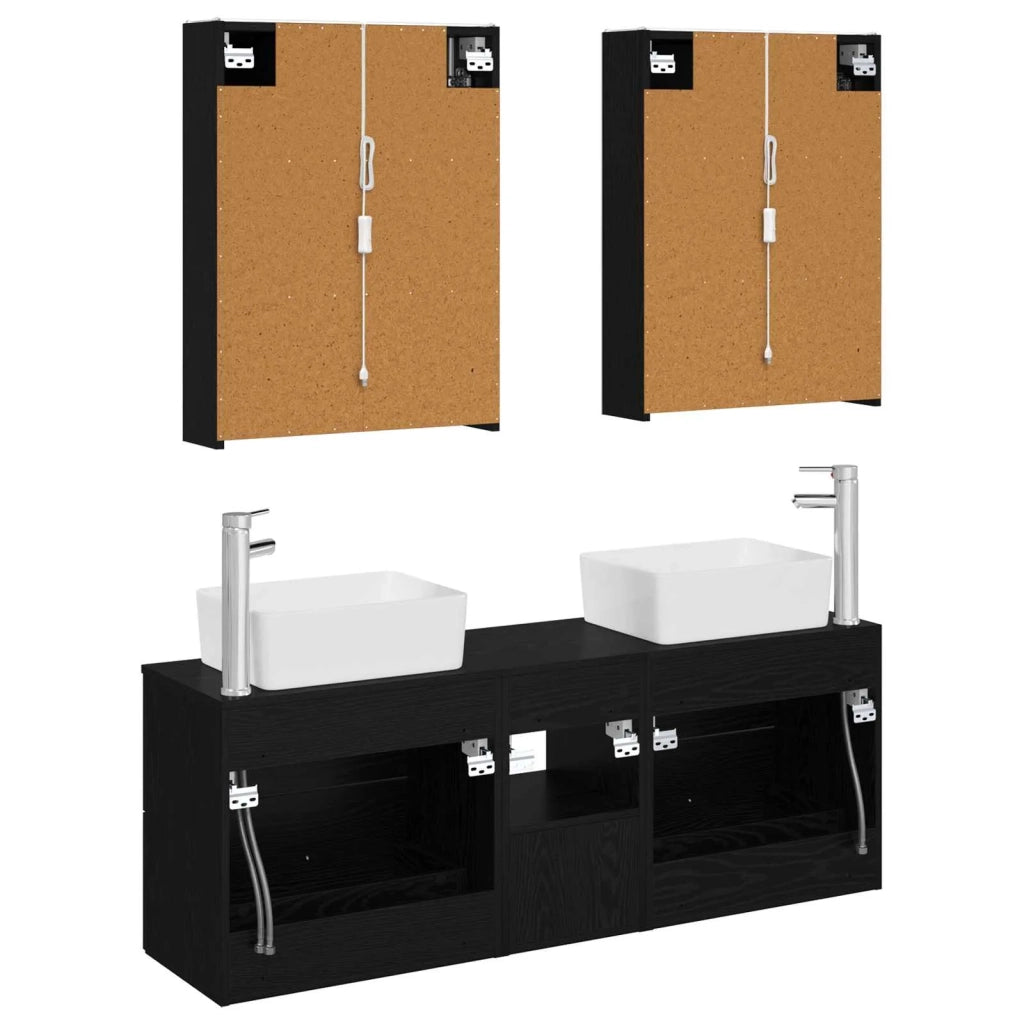Set di mobili per il bagno 5 pz Rovere Nero 3406848