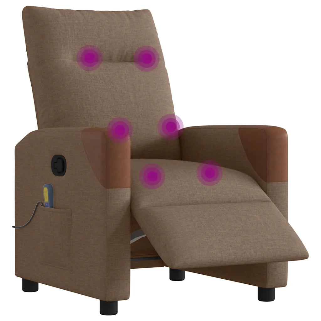 Poltrona Massaggiante | Sedia Relax Reclinabile Elettrica Marrone in Tessuto