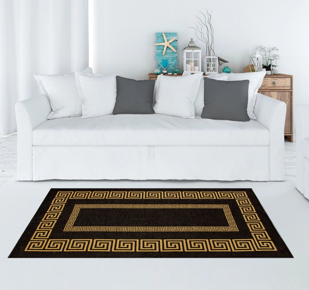 Tappeto Arredo Moderno Morbido in Ciniglia Ingresso Antiscivolo Prodotto Italiano  Soggiorno Camera Salotto Disegni Piazzati Cotone Varie Misure Grande Atena/Nerosenape - 140x200 cm