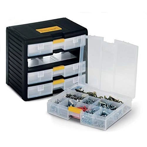 Terry Store-Age 43002 organizzatore per cassetto di scrivania Plastica Nero, Translucent, Giallo
