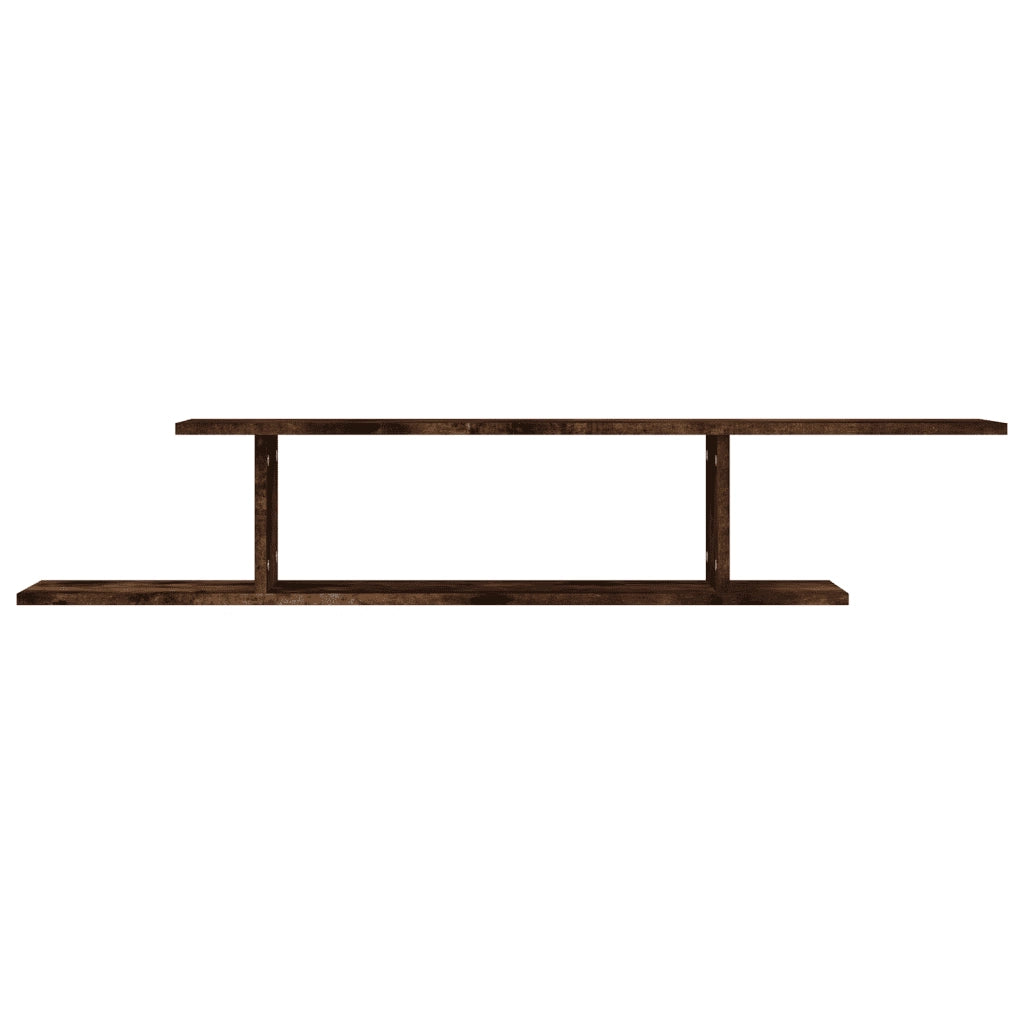 Scaffale TV a Parete-Mensole a Muro Rovere Fumo 125x18x23 cm Legno Multistrato