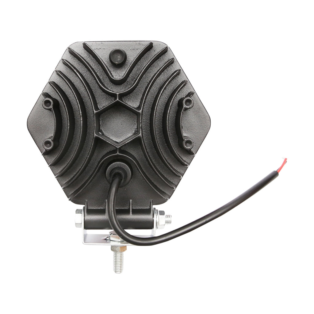 Lampada proiettore esagonale con griglia in plastica rossa, 9 LED, angolo di radiazione 30°, DC 10-80V, 27W, Breckner Germany
