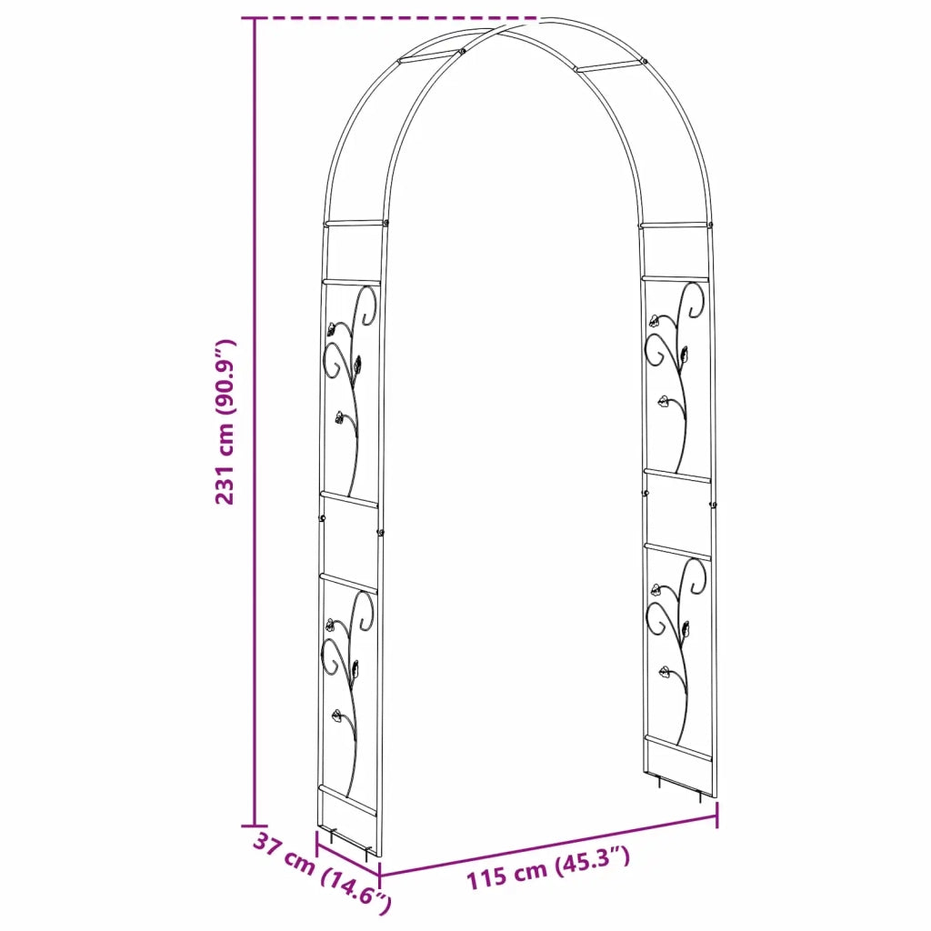 Arco da Giardino Floreale Nero 115 x 37 x 231 cm 42021351