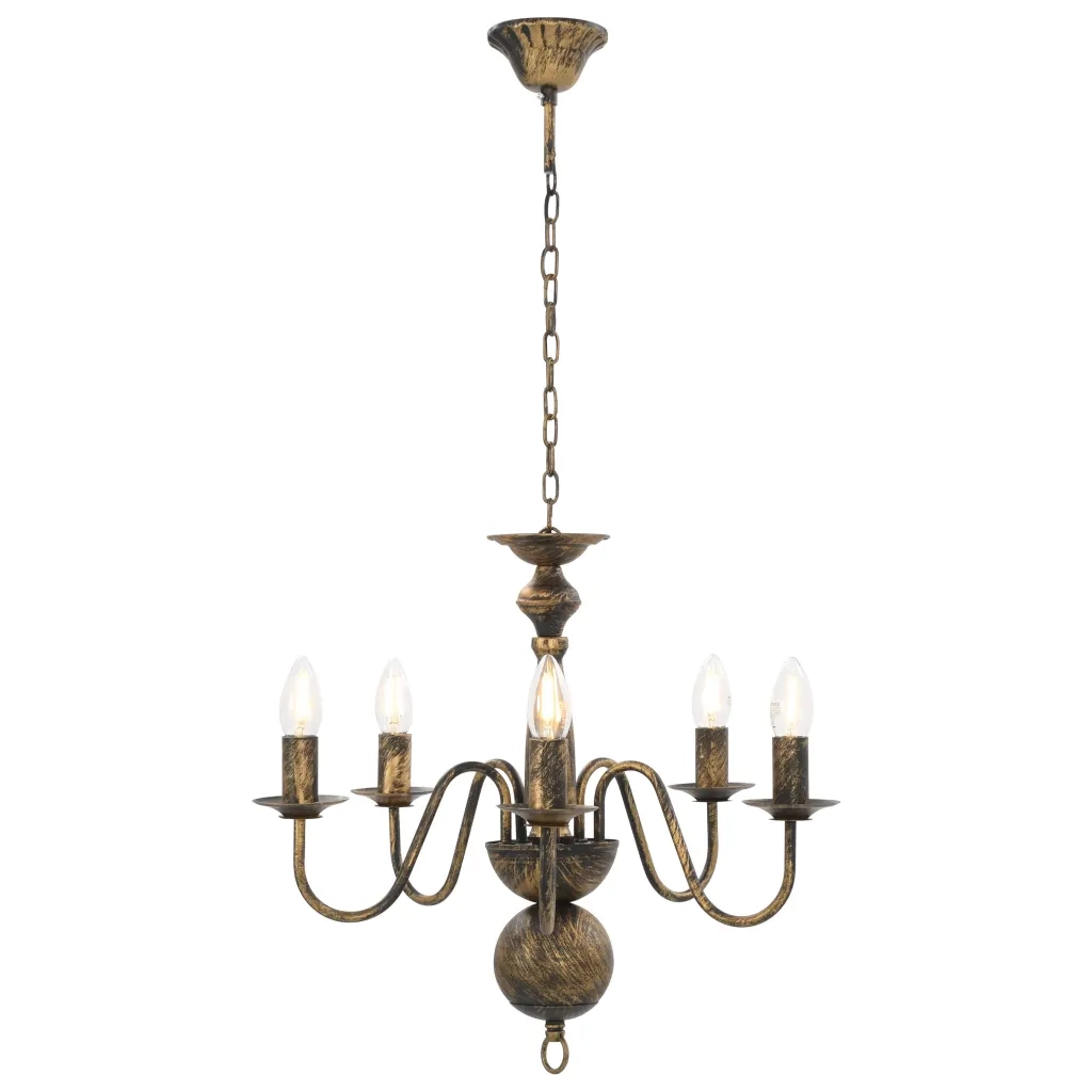 Candelabro Stile Anticato Nero 5 Lampadine E14 281615