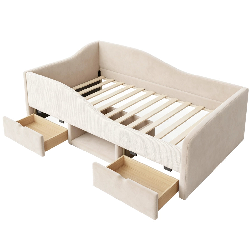 letto imbottito velluto beige 98 x 201 cm