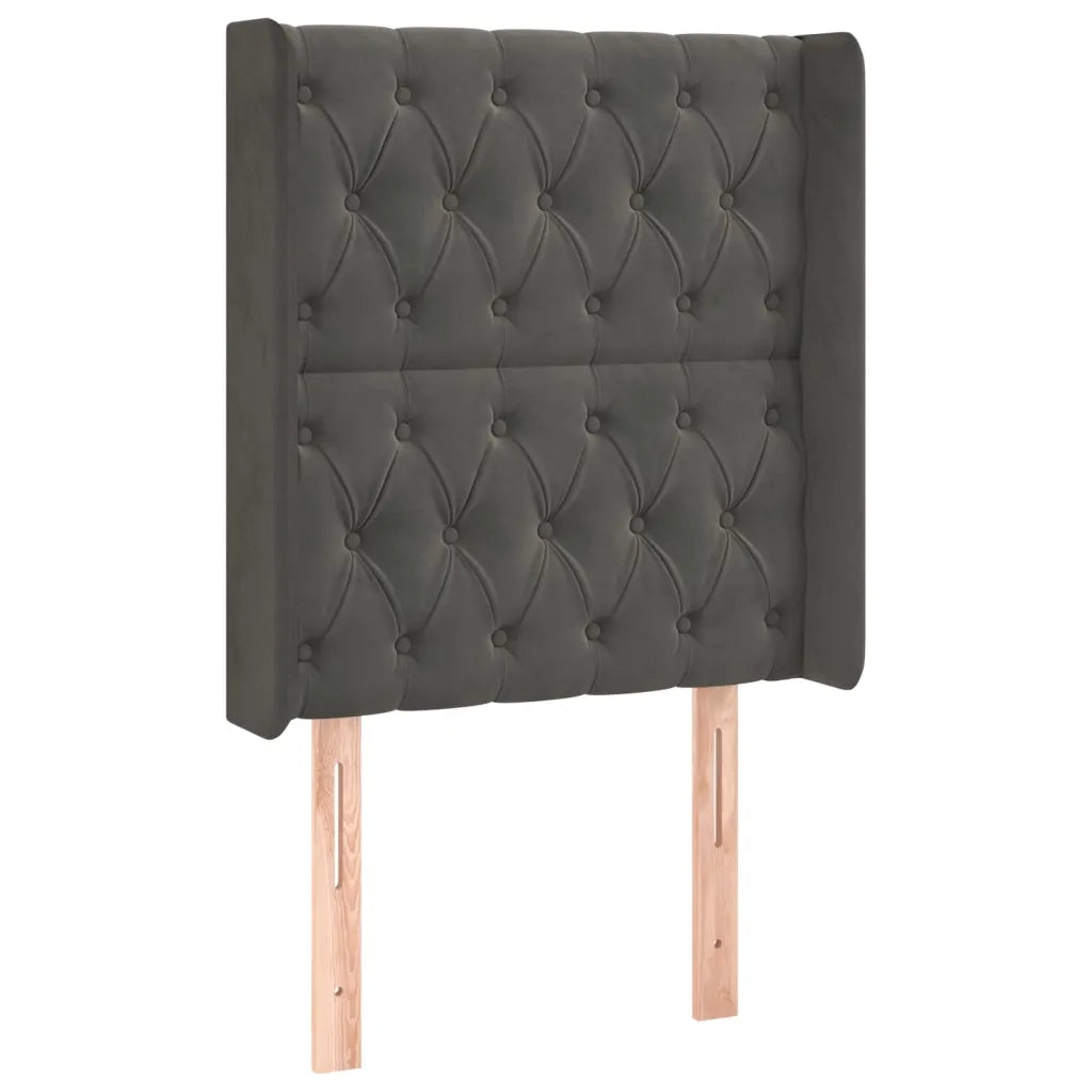 Testiera ad Orecchio-Testata con Orecchie Grigio Scuro 83x16x118/128 cm in Velluto 852810
