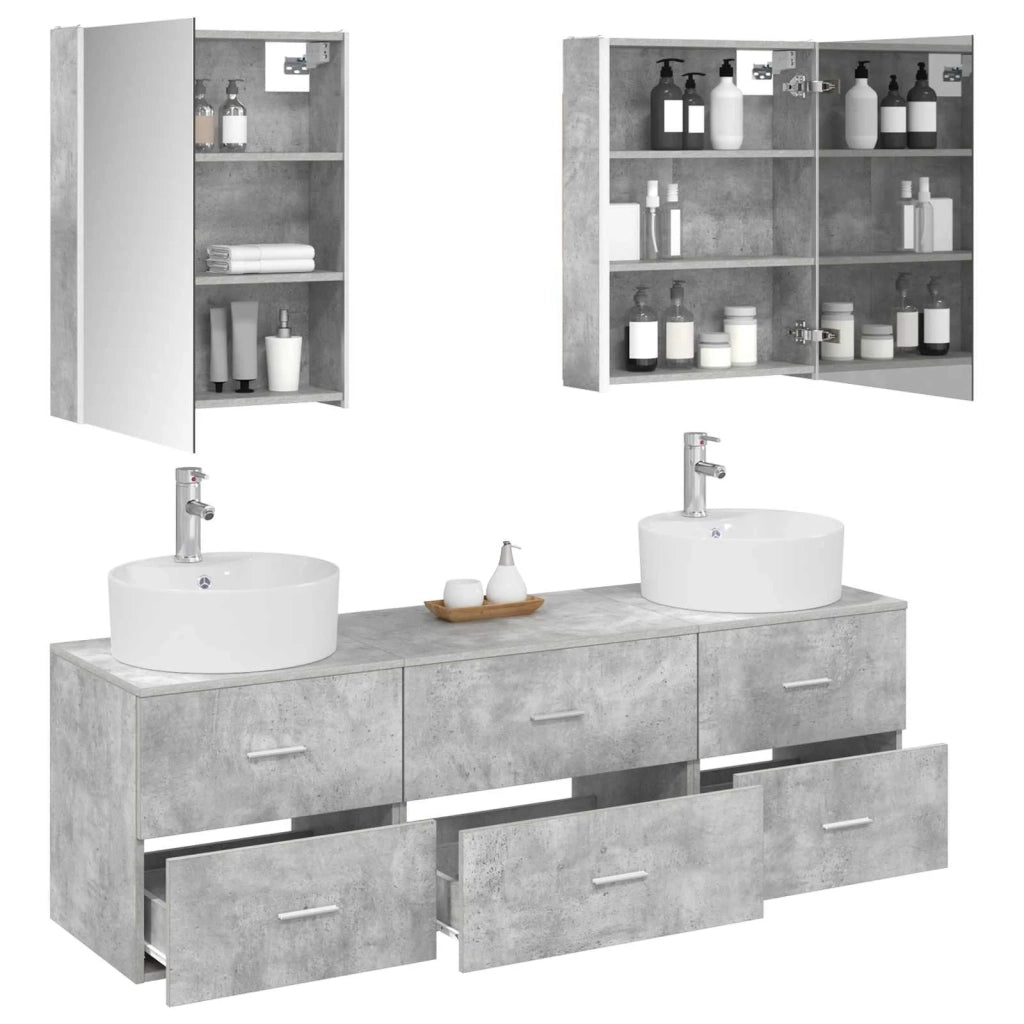 Set di mobili per il bagno 5 pz Grigio Cemento 3406890