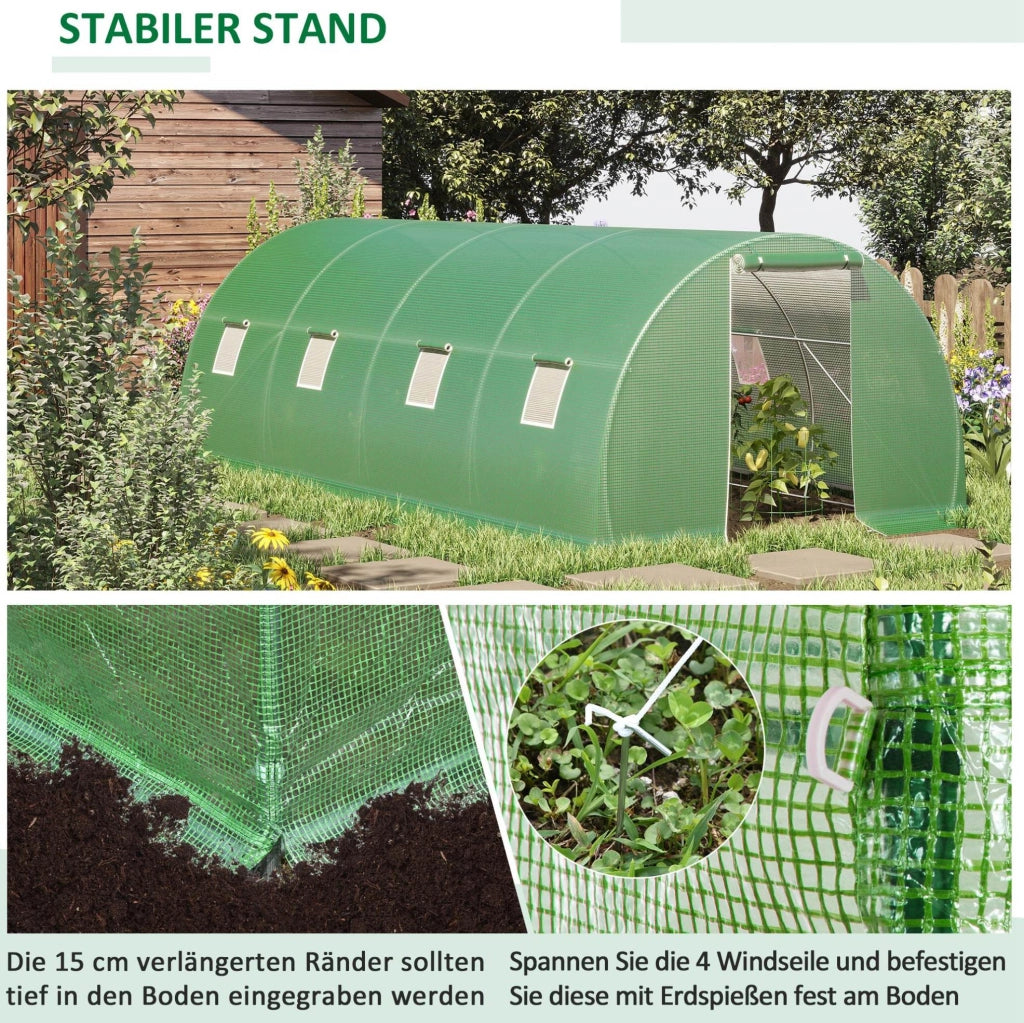 Serra a tunnel 6 x 3 m con 8 finestre e porta avvolgibile