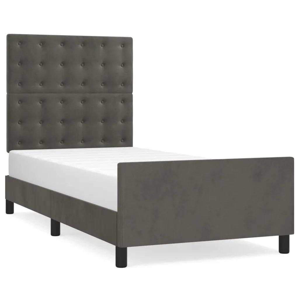 Giroletto senza Materasso Grigio Scuro 90x190 cm Velluto 3125972