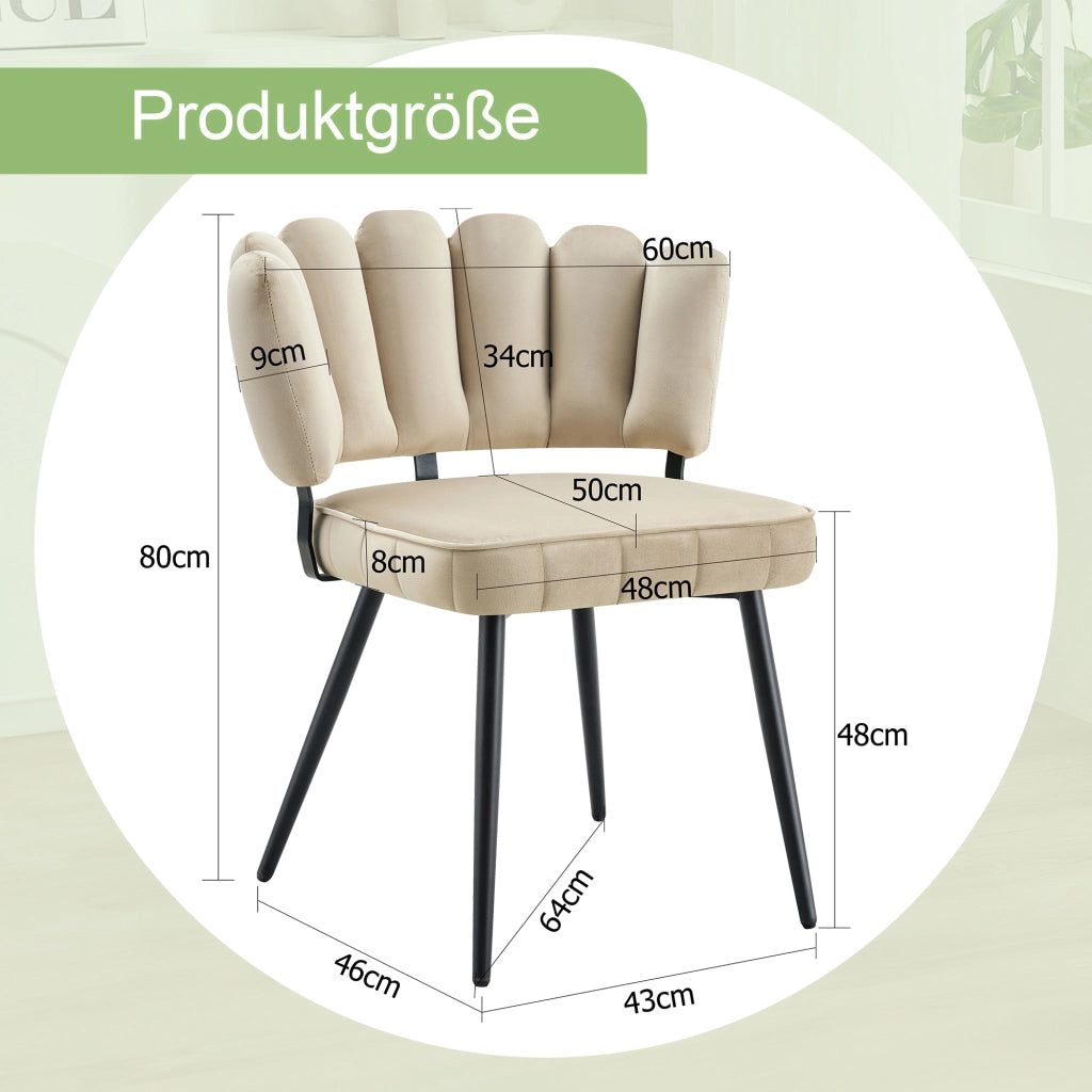 SEDIA da pranzo Set da 2 pezzi 80 cm in velluto nero e metallo