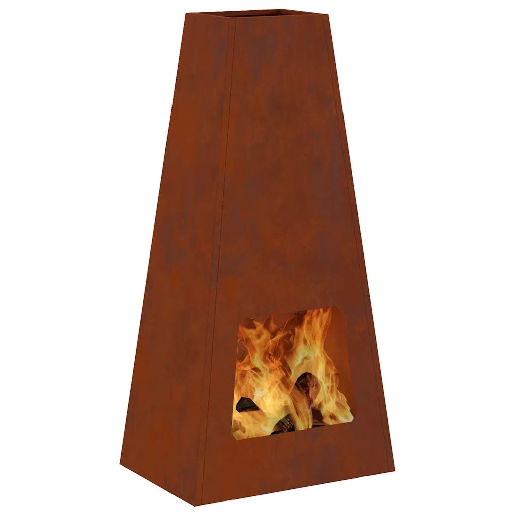 Focolare-Stufa-Camino Marrone 50 x 35 x 100 cm acciaio corten