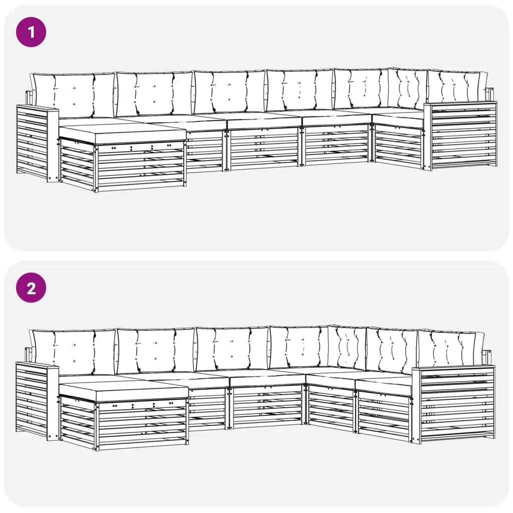 Set divani 7 pcs Naturale e Antracite Legno di Acacia Massello 3373827