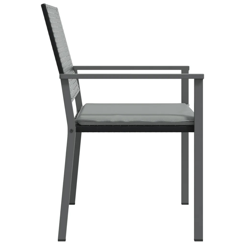 Sedie da Giardino con Cuscini 6pz Nere 54x62,5x89 cm Polyrattan 3187082