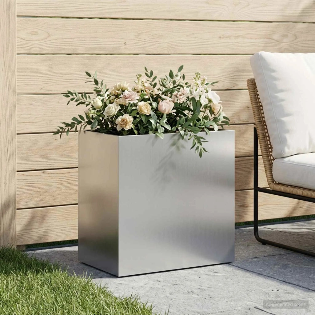 Vaso da giardino Argento 50 x 30 x 50 cm Acciaio zincato 8005536