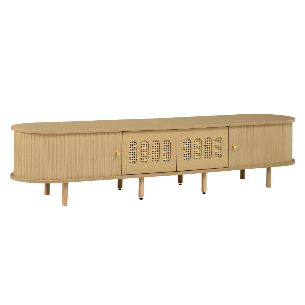 Mobile porta TV largo 180 cm color legno chiaro con serrandine