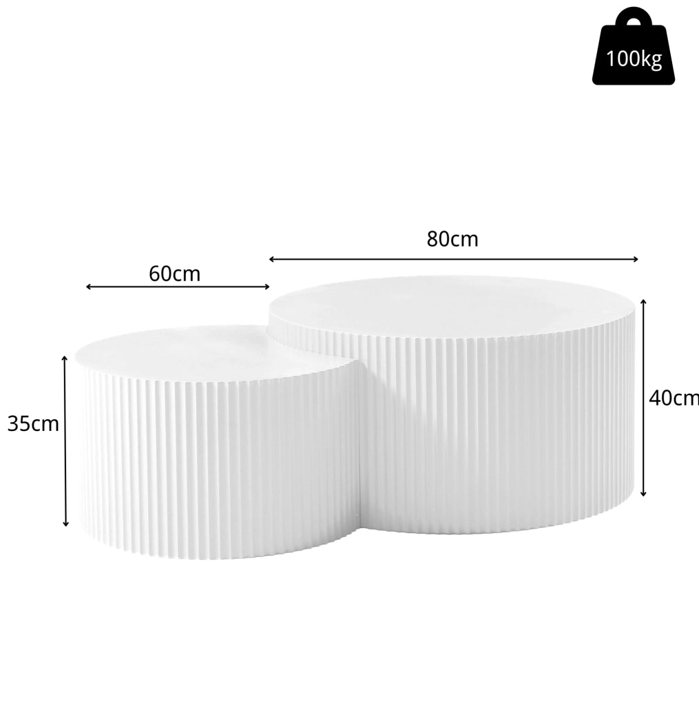 Set di 2 tavolini da caff¨¨ ?60/40 cm a incastro in MDF bianco