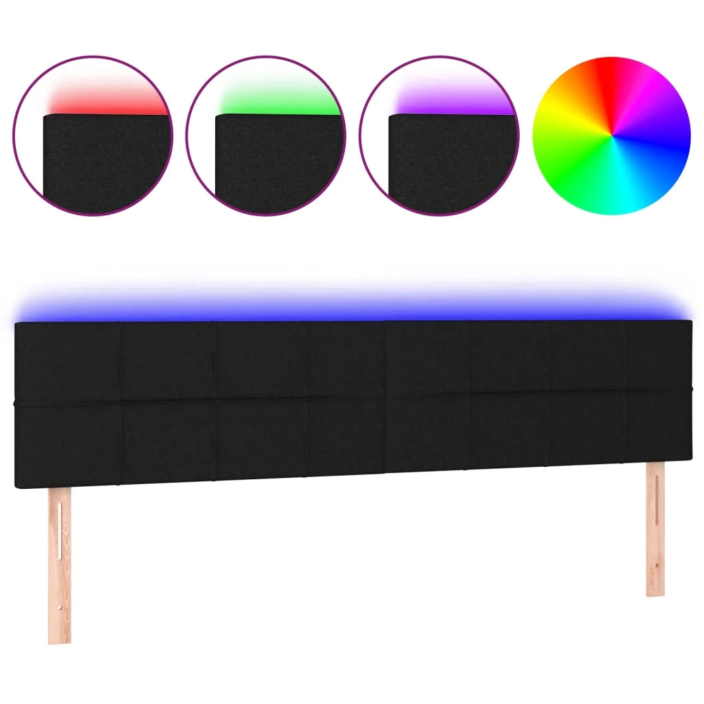 Testiera a LED-Testata con LED Nera 180x5x78/88 cm in Tessuto 905518