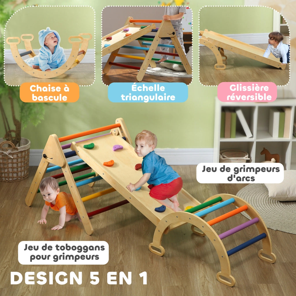Casetta per bambini con scivolo e altalena ¨C Minimal ¨C multicolore