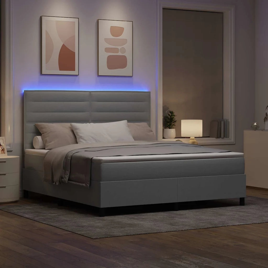 Letto a molle con materasso Grigio chiaro 180 x 200 cm Tessuto