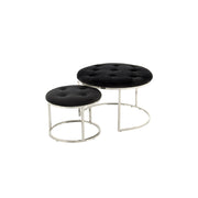 Set di 2 pouf Becky neri con base argento